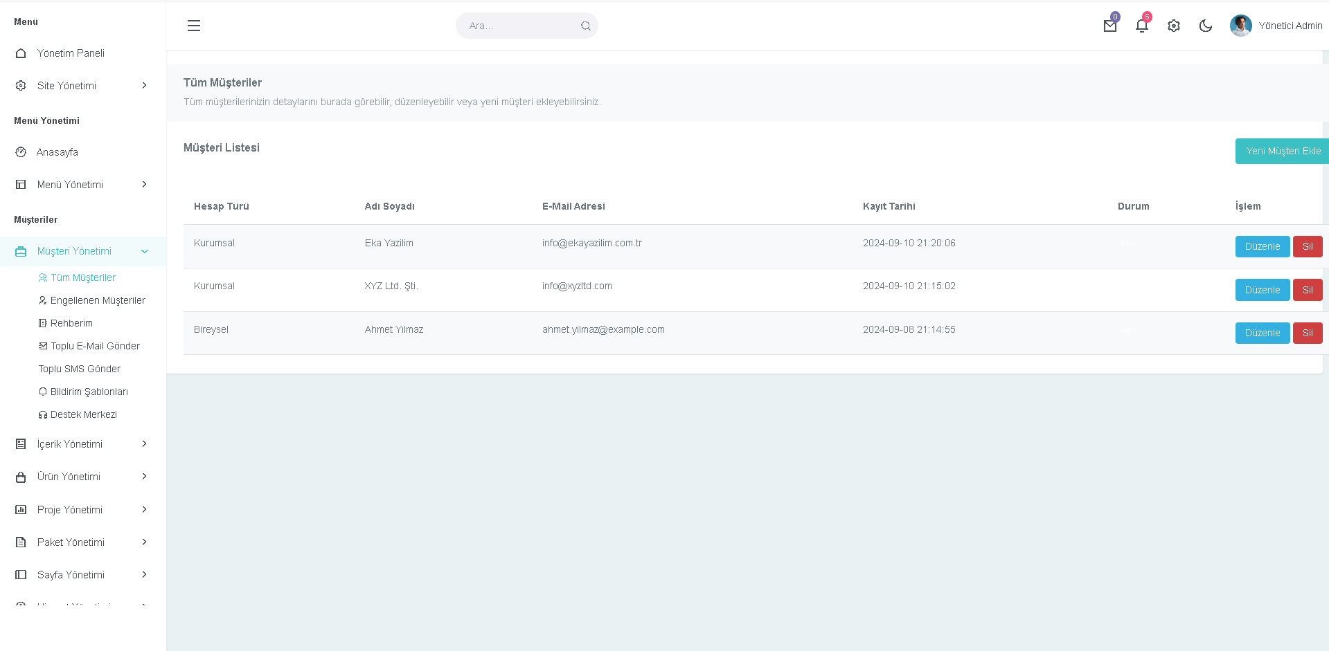 Yönetim Paneli Screenshot